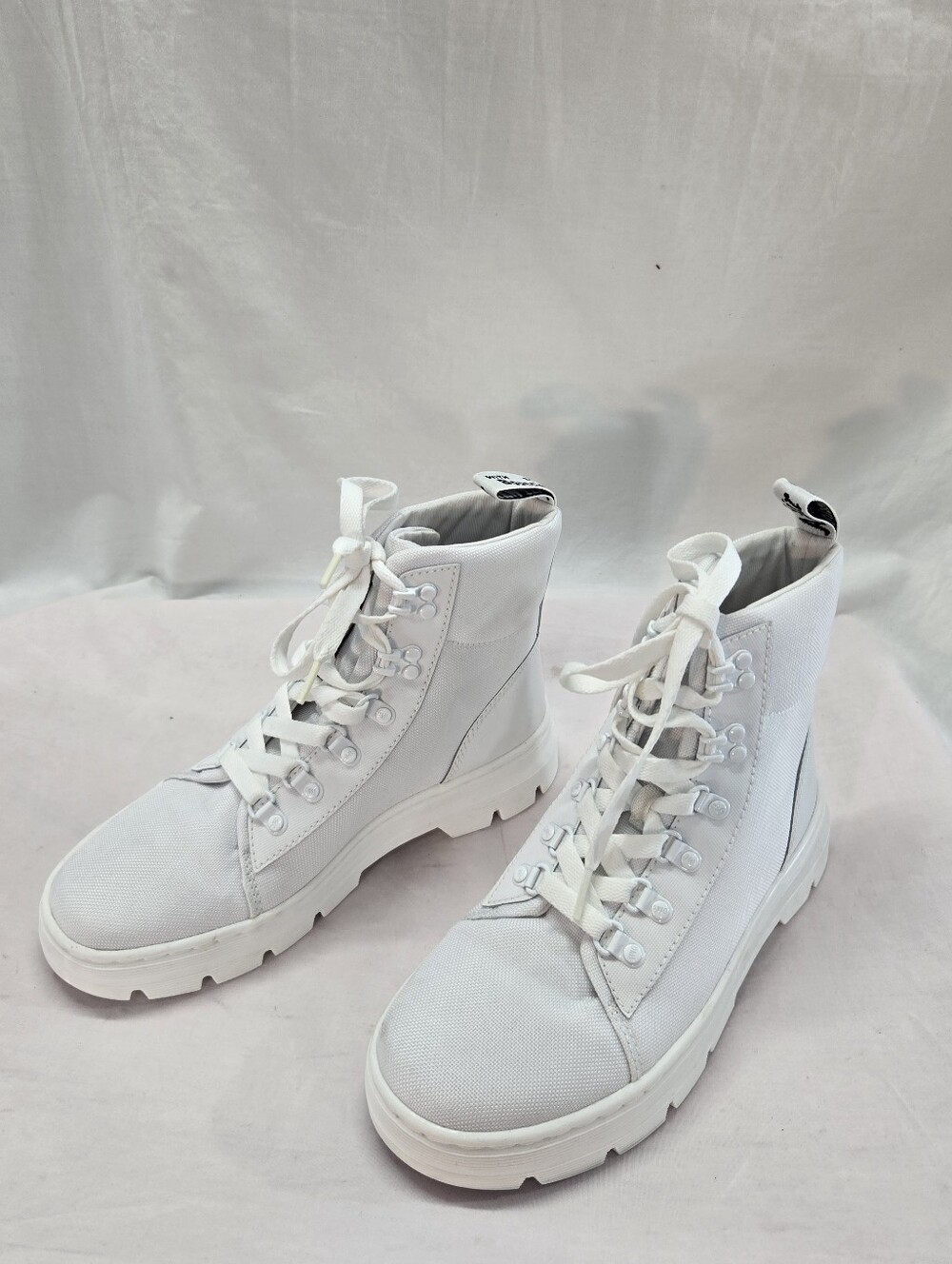 Dr. Martens Combs Women's 9 White Canvas High Top Combat Urban Grunge Boots New